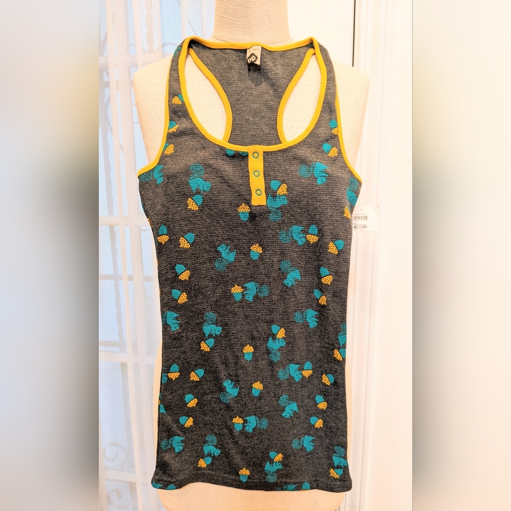 BP Nordstrom S tank top grey squirrel print baby rib knit NWT cute racerback